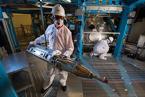 Technicians in laser lab