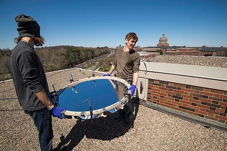 Students experimenting with solar power